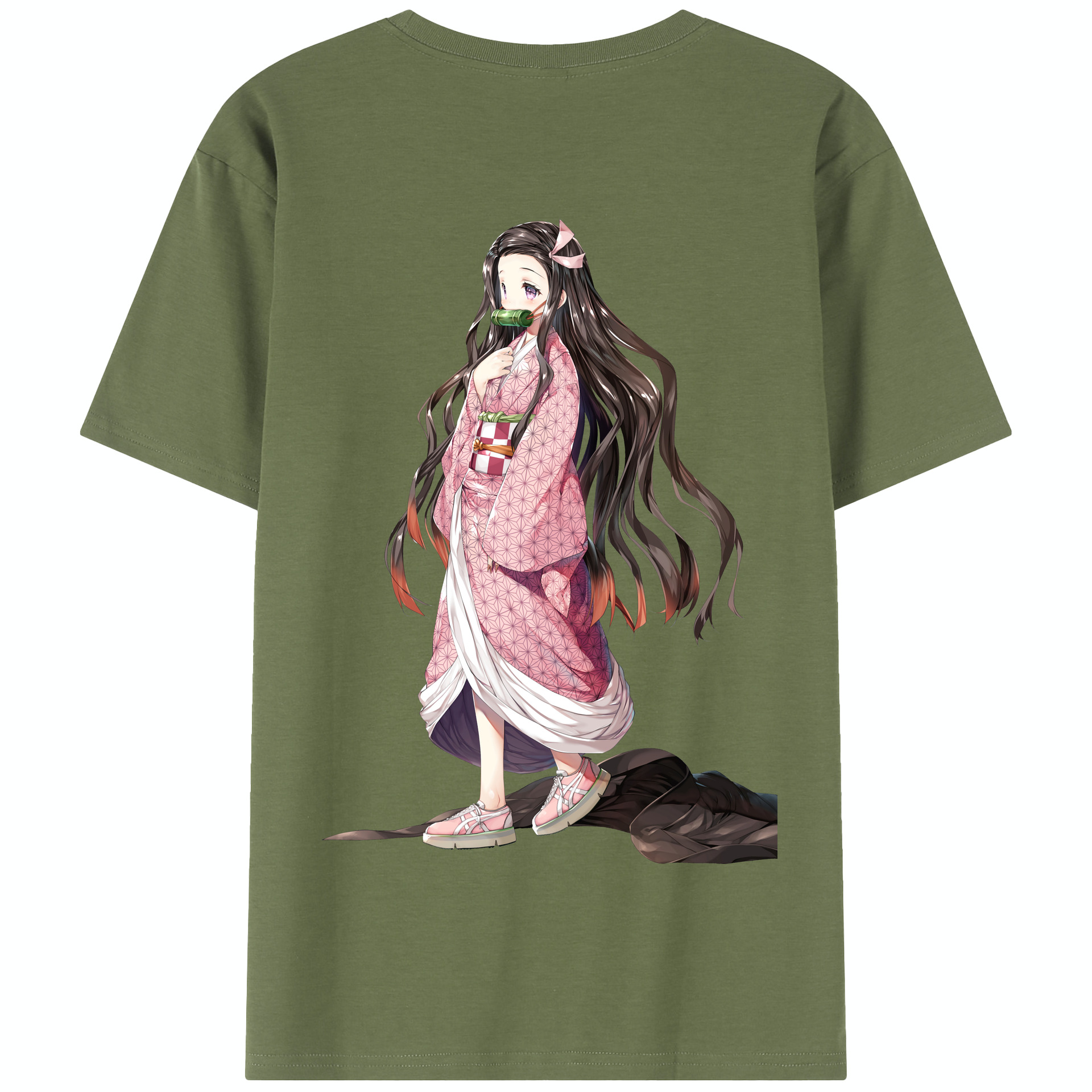 （画像用） 鬼滅の刃（きめつのやいば）竈門 禰󠄀豆子／かまど ねずこ Kamado Nezuko 綿100％半袖Tシャツ（背面プリント）